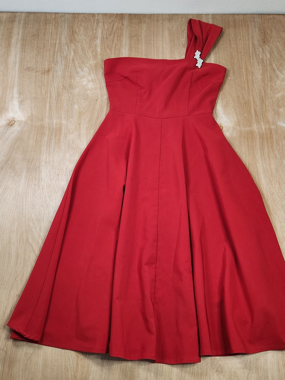 Ehlgren By Tatyana Red Retro Swing One-Shoulder Fit-and-Flare Dress M